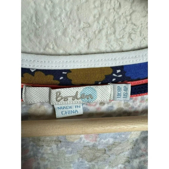 Boden Floral Dress Short Sleeves Size 4 Petite Floral Multicolor Pockets - Picture 5 of 8